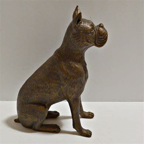 cast metal boxer dog|Vintage Cast Iron Boxer Dog Figurine .